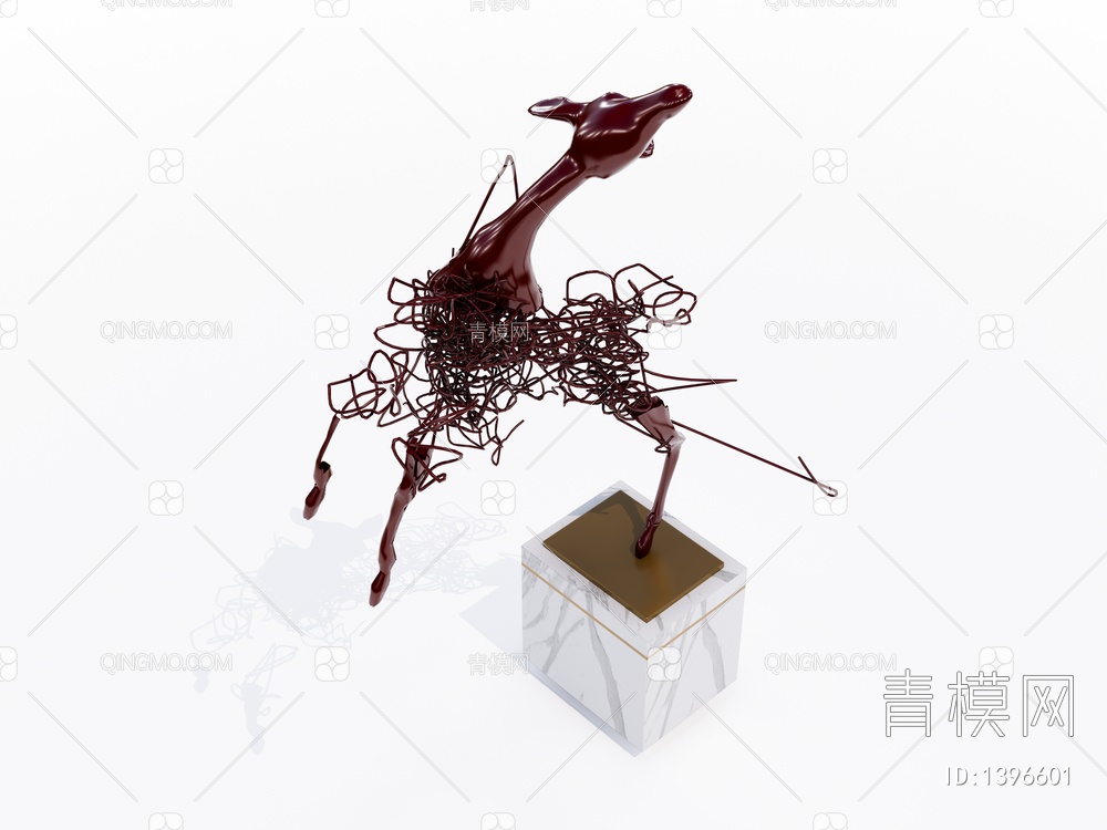 小鹿动物雕塑SU模型下载【ID:1396601】
