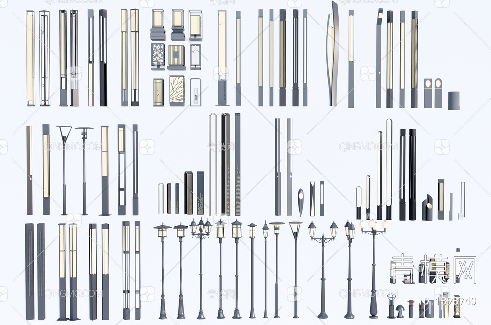 景观灯 草坪灯 地灯 高杆灯 庭院灯 户外灯 花园灯 路灯SU模型下载【ID:1398740】