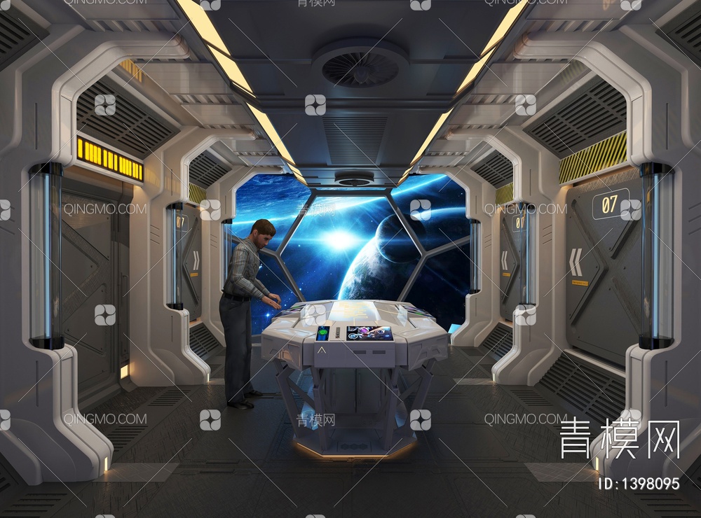 太空舱指挥控制室3D模型下载【ID:1398095】