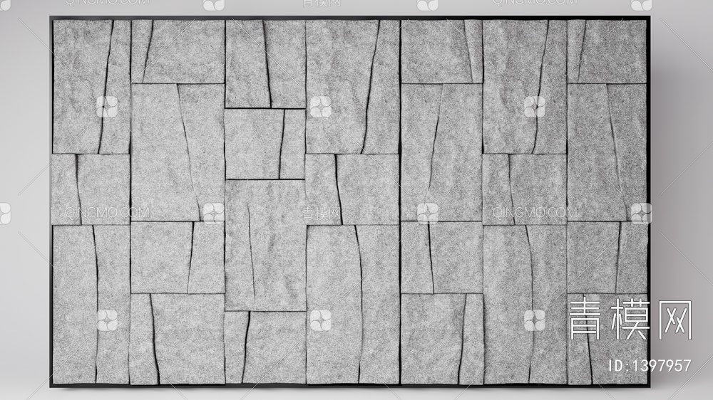 景墙石墙 石皮背景墙SU模型下载【ID:1397957】