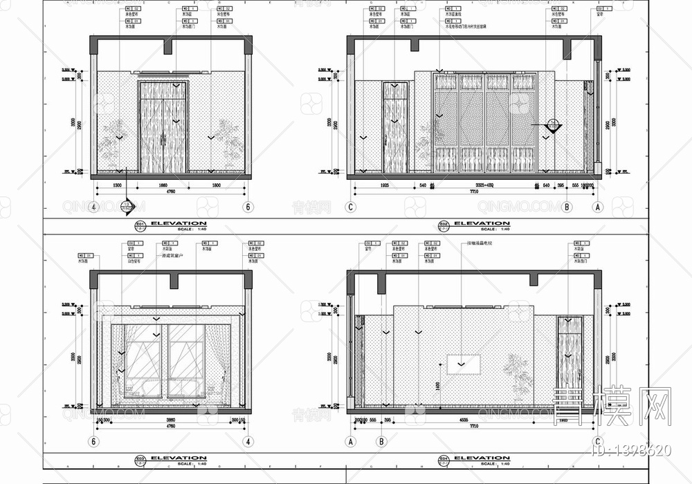 2500㎡餐饮娱乐休闲会所CAD施工图 餐饮 茶室 棋牌 住宿 接待【ID:1398620】