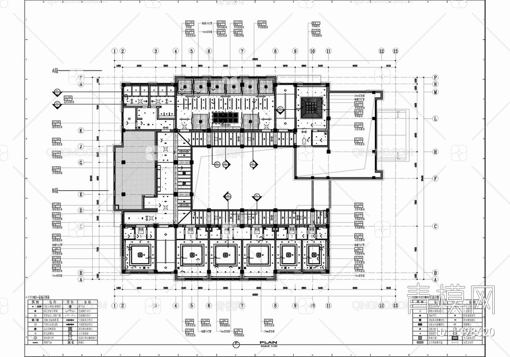 2500㎡餐饮娱乐休闲会所CAD施工图 餐饮 茶室 棋牌 住宿 接待【ID:1398620】