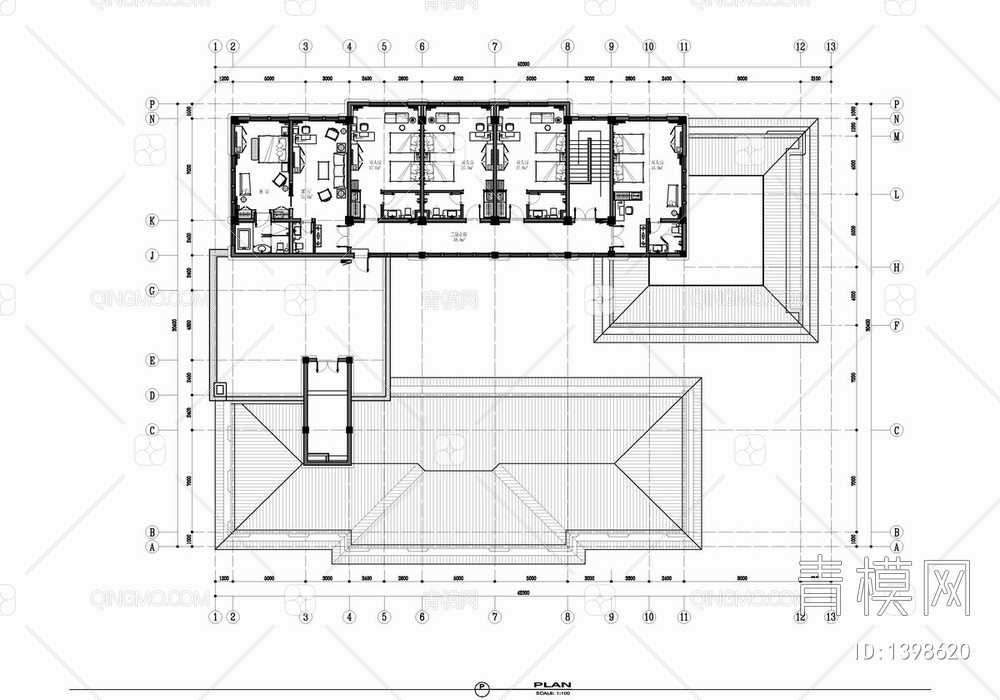 2500㎡餐饮娱乐休闲会所CAD施工图 餐饮 茶室 棋牌 住宿 接待【ID:1398620】