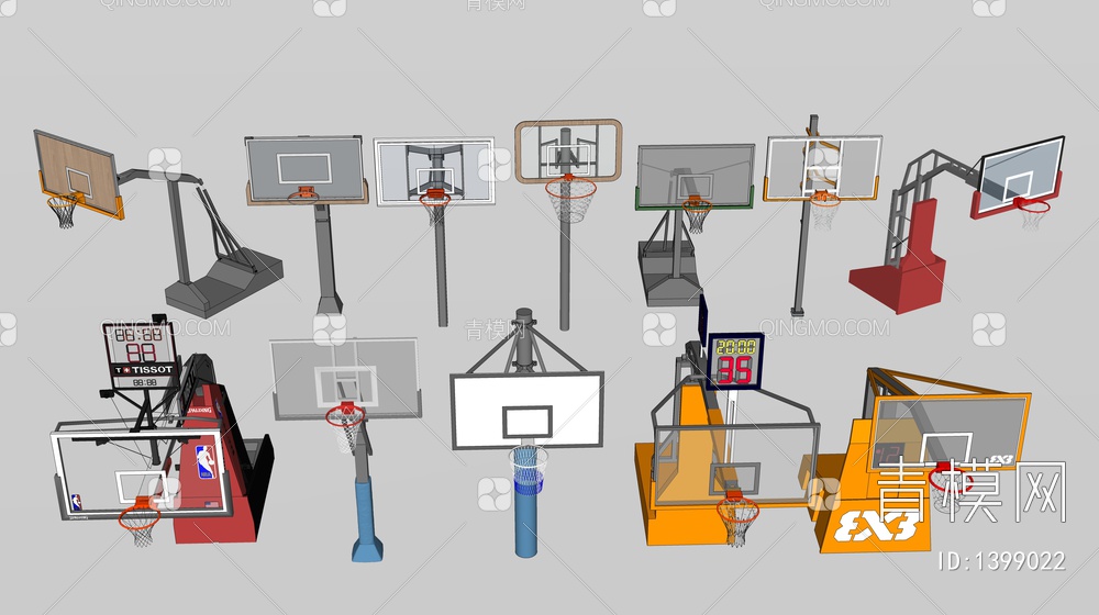 篮球架 篮球框 篮球网 运动器材4SU模型下载【ID:1399022】