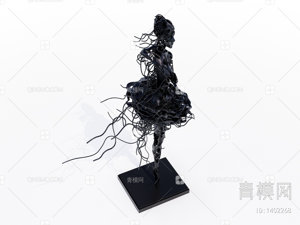 抽象金属人物雕塑SU模型下载【ID:1402268】