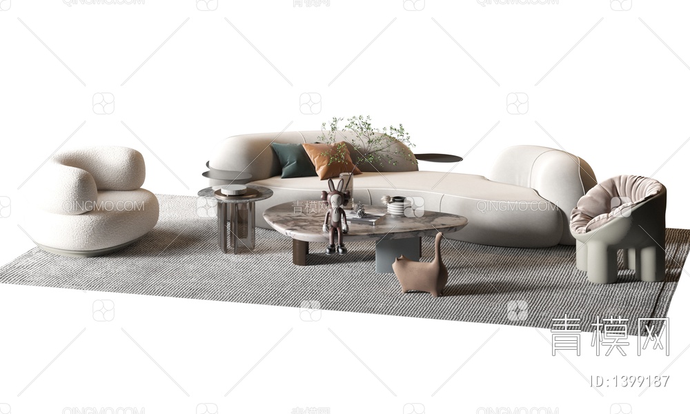 沙发茶几组合3D模型下载【ID:1399187】