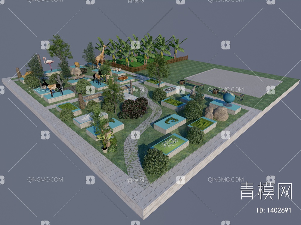 园林公园3D模型下载【ID:1402691】