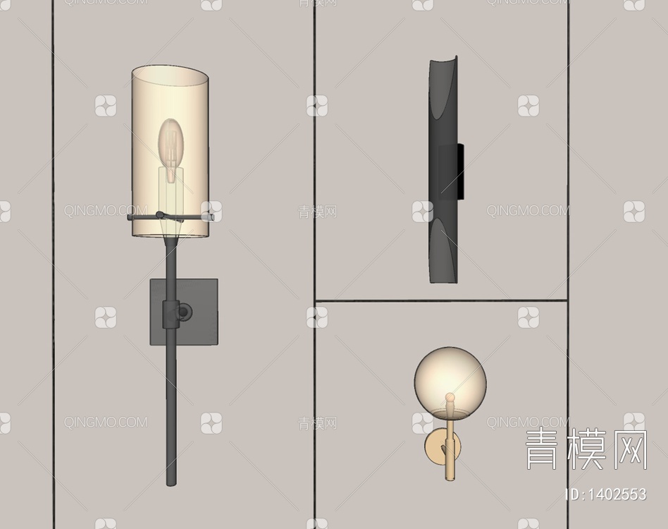 金属壁灯SU模型下载【ID:1402553】
