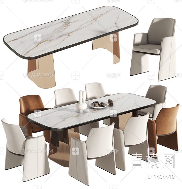 餐桌椅组合，办公桌，培训桌，洽谈椅SU模型下载【ID:1404410】