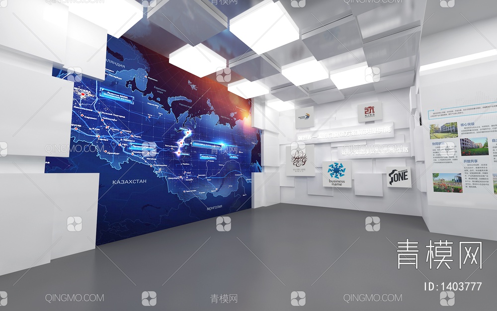 科技企业展厅 LED拼接大屏 互动触摸一体机 滑轨魔屏 互动触摸屏3D模型下载【ID:1403777】