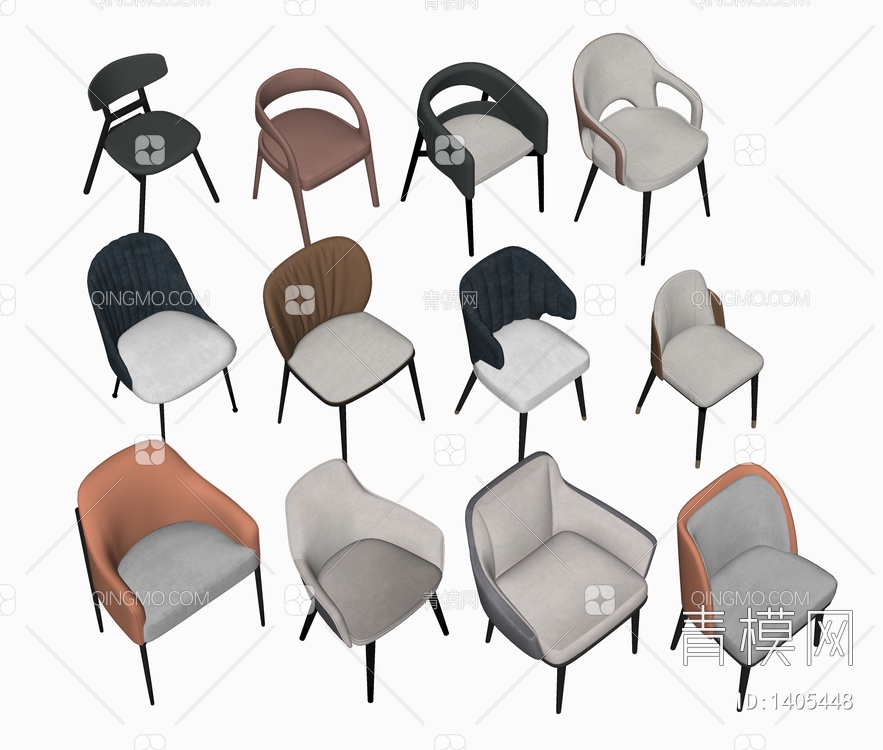 椅子组合SU模型下载【ID:1405448】