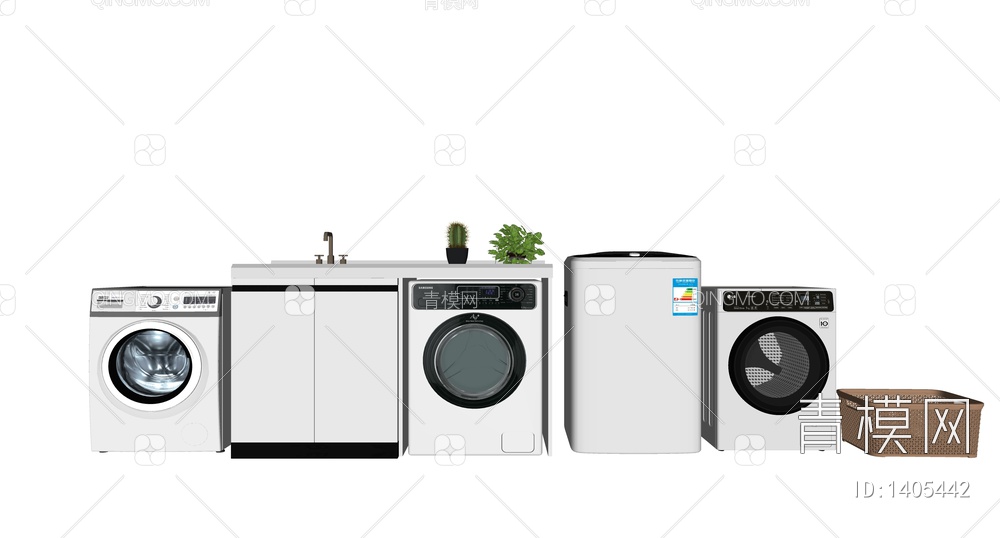 洗衣机洗手台组合SU模型下载【ID:1405442】