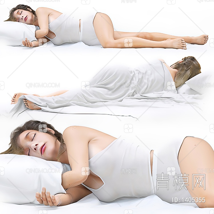 睡觉中女人3D模型下载【ID:1405355】