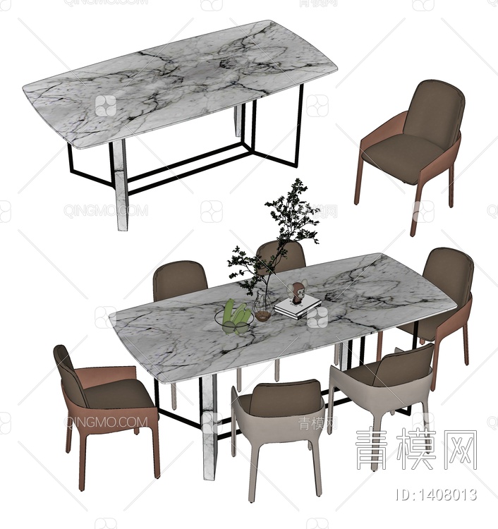 餐桌椅组合SU模型下载【ID:1408013】