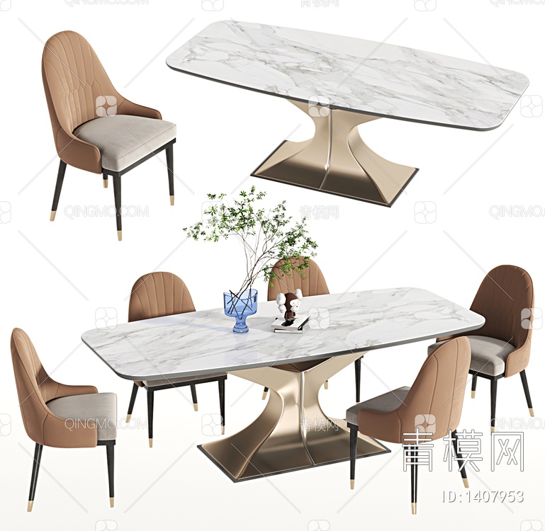 餐桌椅组合3D模型下载【ID:1407953】