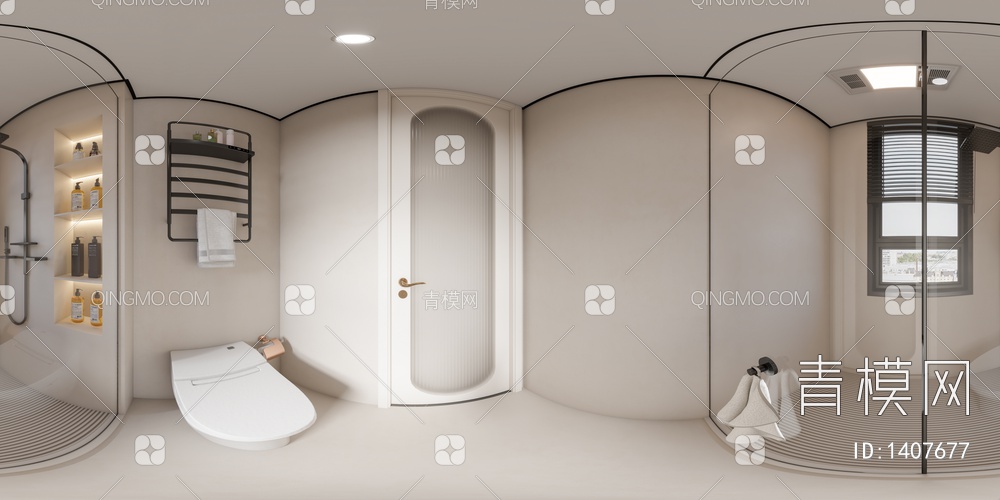 奶油风卧室 卫生间3D模型下载【ID:1407677】