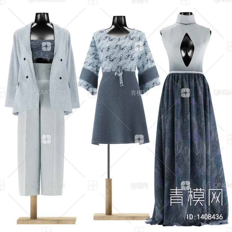 女士服饰连衣裙3D模型下载【ID:1408436】