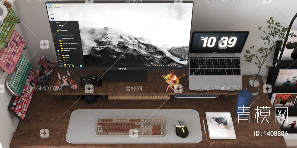 桌搭电脑键盘办公用品SU模型下载【ID:1408886】