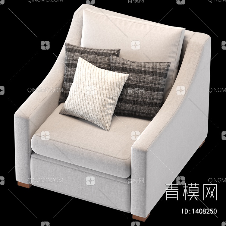 Belgian 布艺单人沙发3D模型下载【ID:1408250】