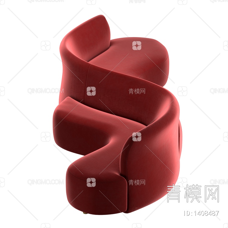 布艺红色异形沙发3D模型下载【ID:1408487】