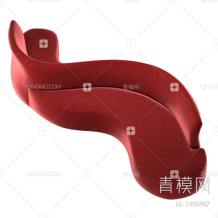 布艺红色异形沙发3D模型下载【ID:1408487】