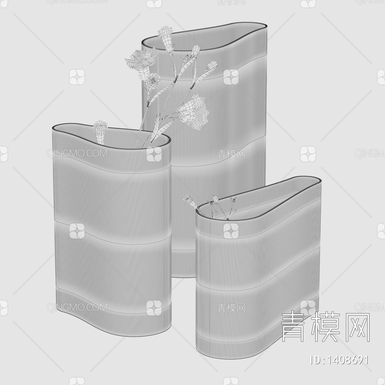 NUDE Mist Vase 创意玻璃花瓶3D模型下载【ID:1408691】