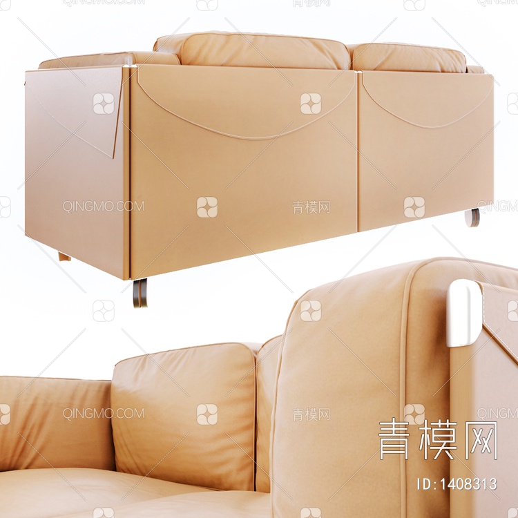 Poltrona 皮革双人沙发3D模型下载【ID:1408313】