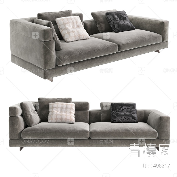 【Minotti 绒布双人沙发3D模型】-现代CR无灯光有贴图MAX2016Minotti 绒布双人沙发3d模型下载-ID1408217-免费 ...