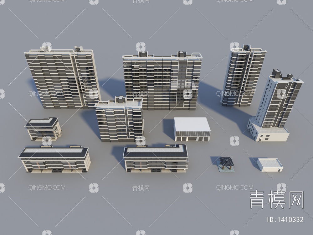 住宅  建筑配楼3D模型下载【ID:1410332】