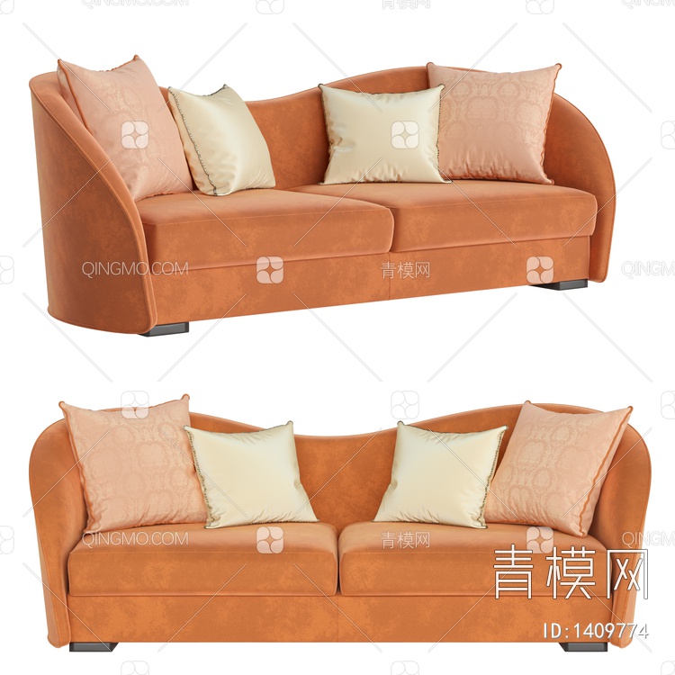 Hamilton 橙色双人沙发3D模型下载【ID:1409774】