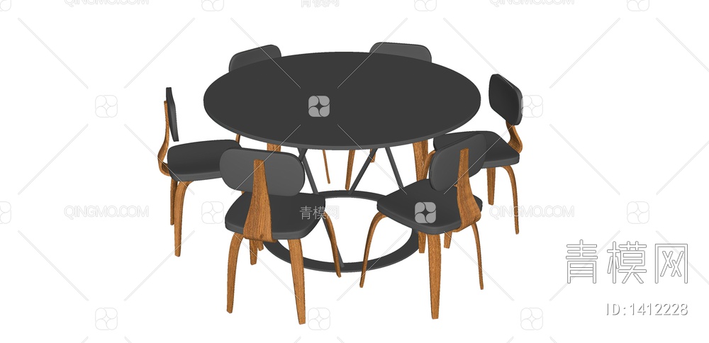 圆形餐桌椅SU模型下载【ID:1412228】