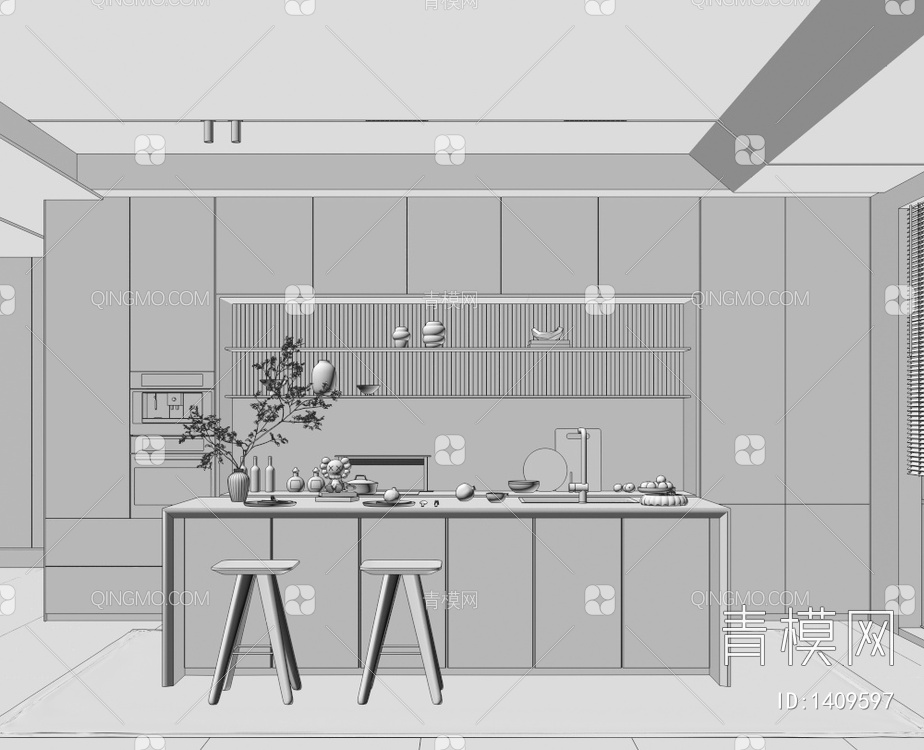 开放式厨房3D模型下载【ID:1409597】
