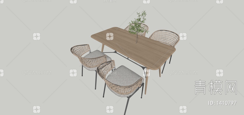 餐桌椅组合SU模型下载【ID:1410797】