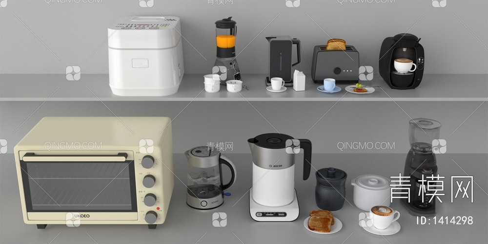 厨房小电器组合3D模型下载【ID:1414298】