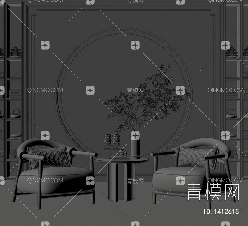 单人沙发3D模型下载【ID:1412615】