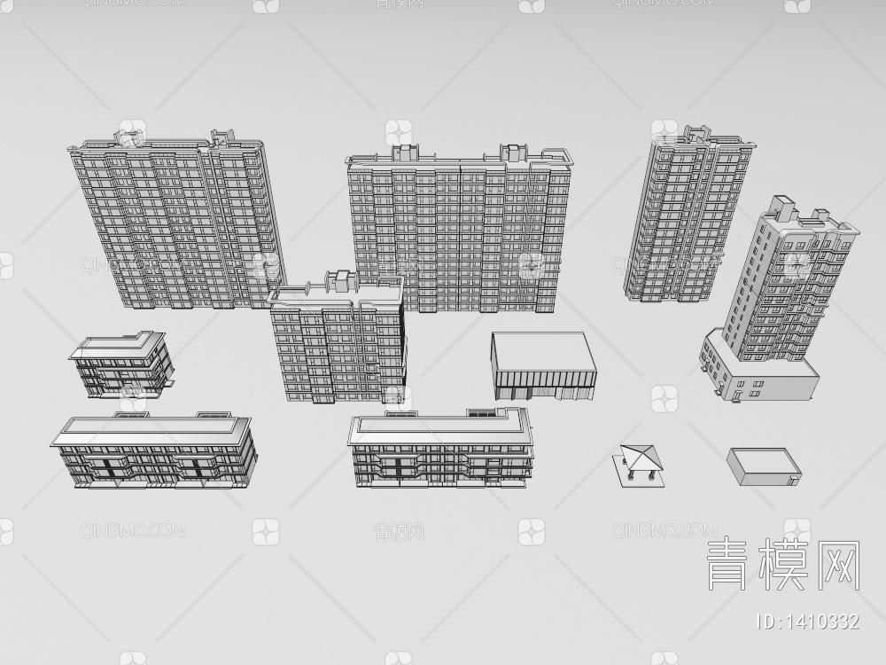 住宅  建筑配楼3D模型下载【ID:1410332】