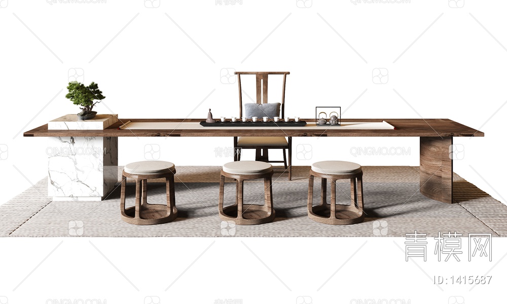 茶桌椅3D模型下载【ID:1415687】