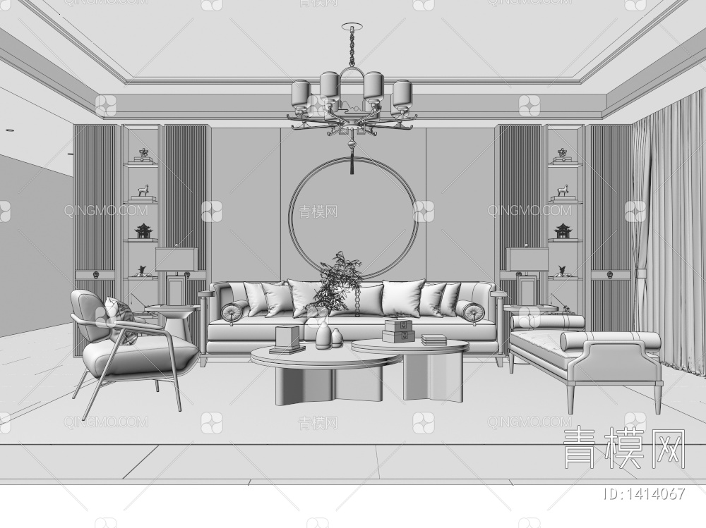 客厅，家居客厅3D模型下载【ID:1414067】