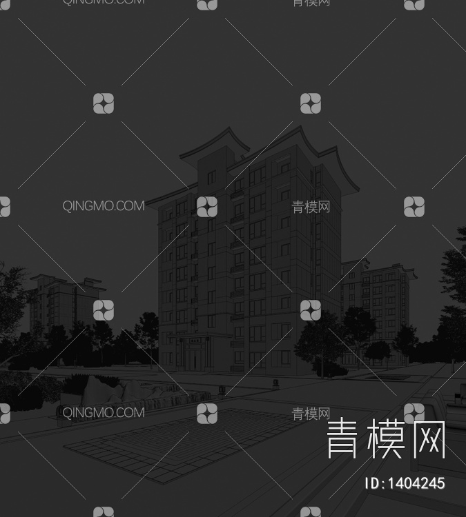 高层住宅楼3D模型下载【ID:1404245】