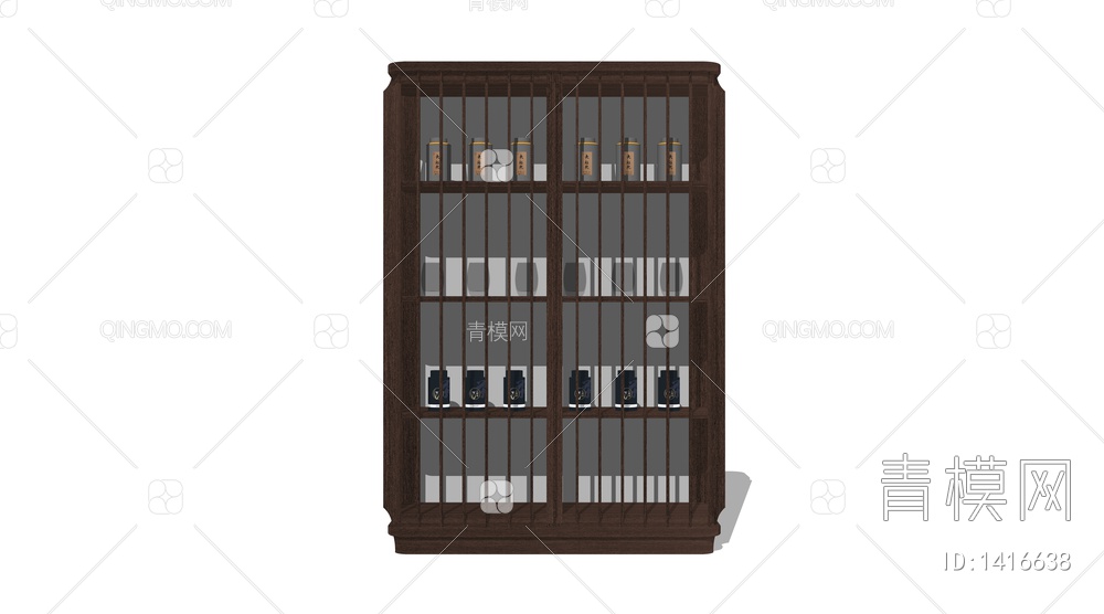 实木茶叶柜SU模型下载【ID:1416638】