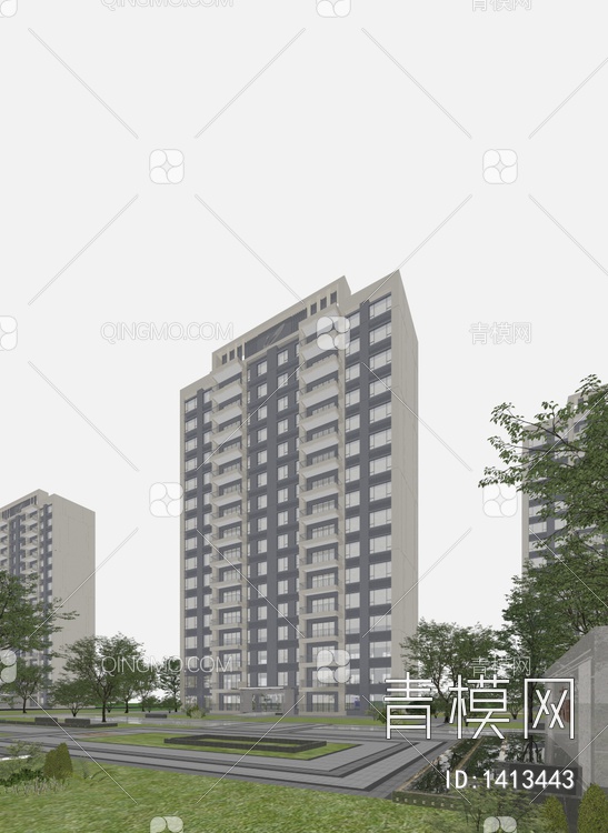 高层住宅场景3D模型下载【ID:1413443】
