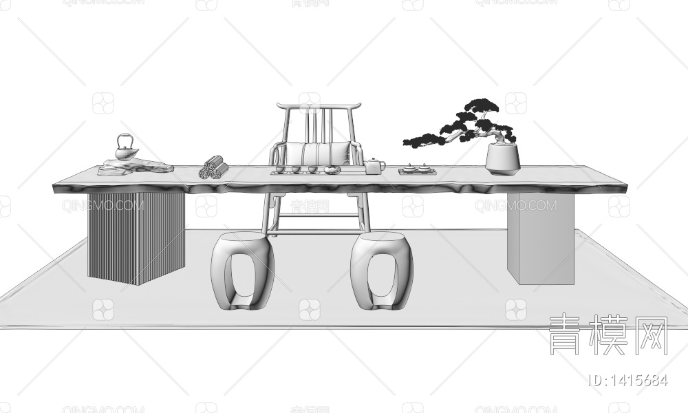 茶桌椅3D模型下载【ID:1415684】