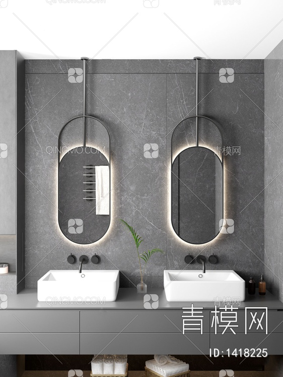 浴室柜浴镜3D模型下载【ID:1418225】