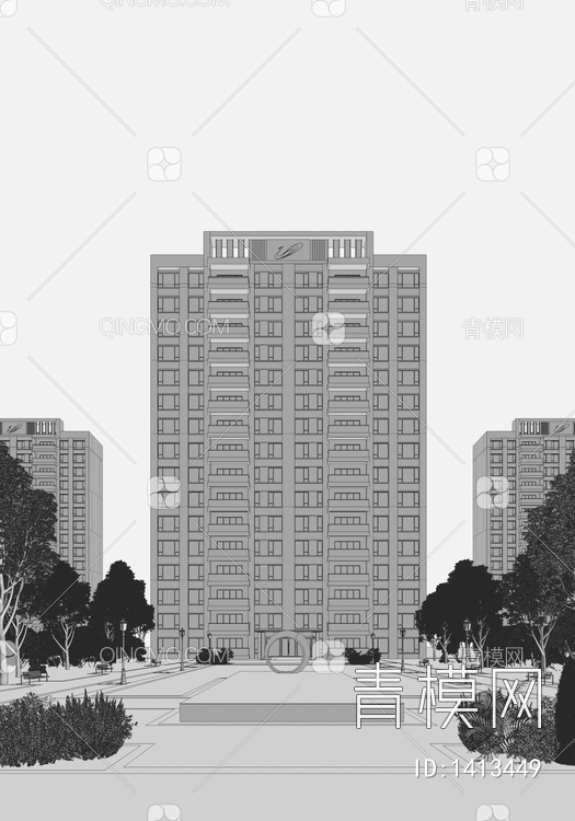 高层住宅场景3D模型下载【ID:1413449】