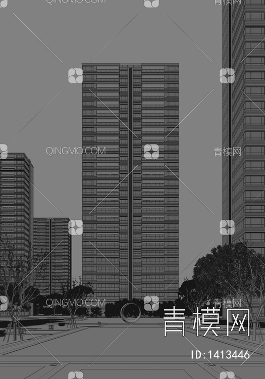 高层住宅场景3D模型下载【ID:1413446】