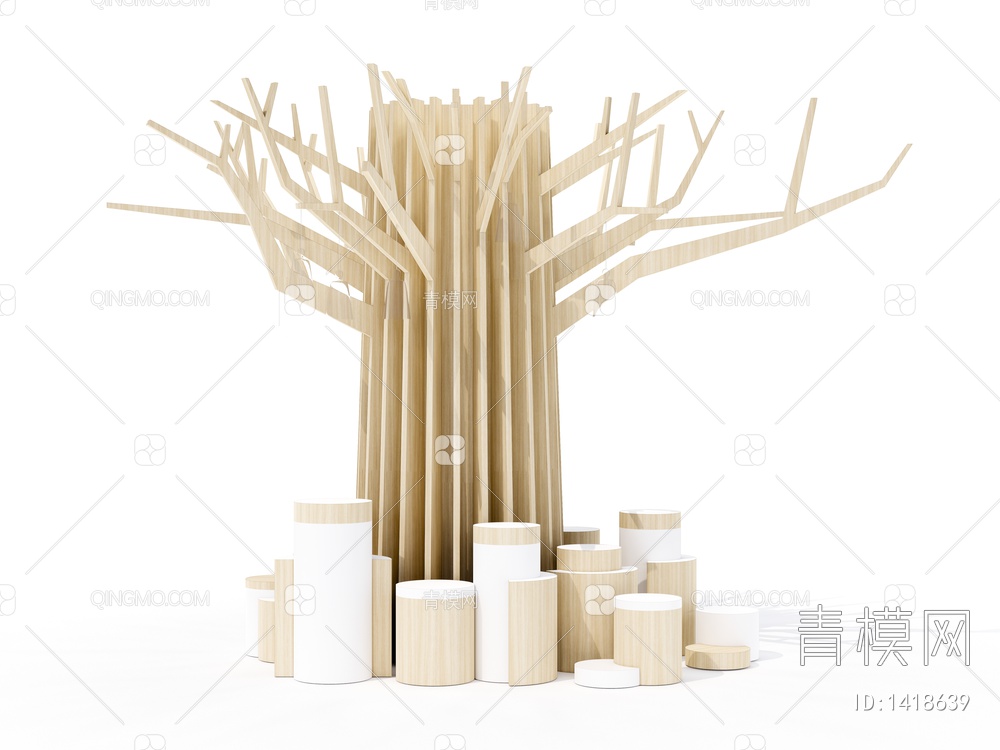 树形艺术装置构造柱SU模型下载【ID:1418639】