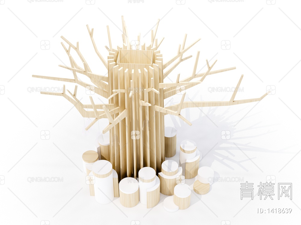 树形艺术装置构造柱SU模型下载【ID:1418639】