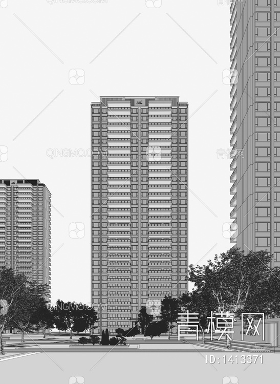 高层住宅场景3D模型下载【ID:1413371】