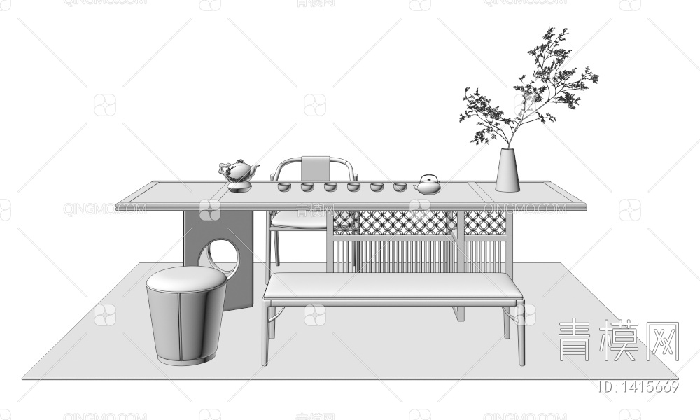 茶桌椅3D模型下载【ID:1415669】