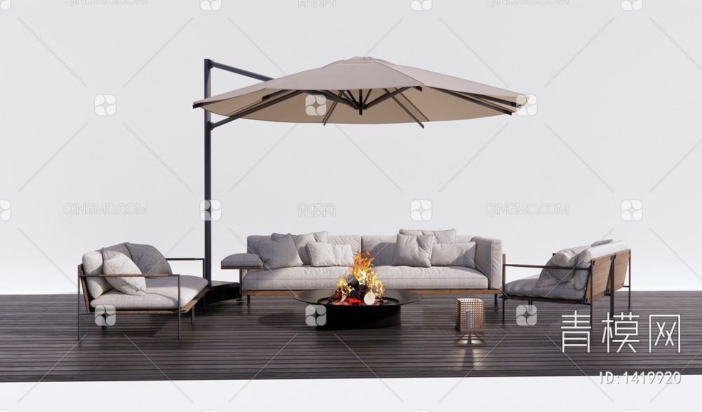 户外沙发 双人沙发 庭院沙发 柴火堆3D模型下载【ID:1419920】